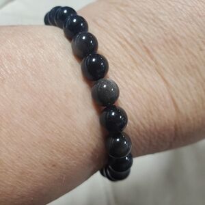 Silver sheen obsidian bracelet